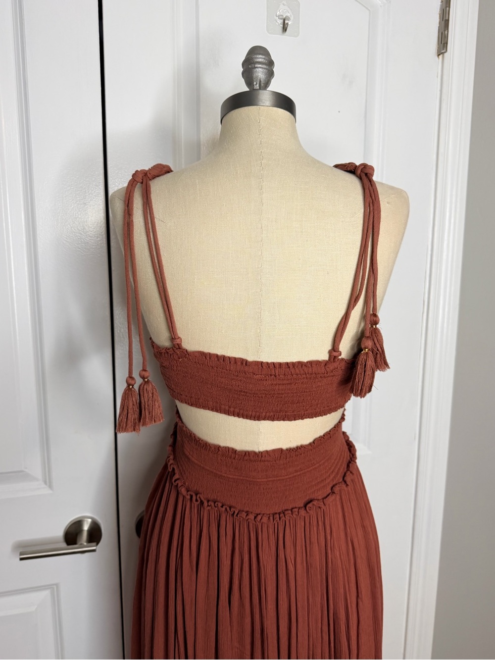 Free People Santa Maria Maxi Dress Crochet Size Medium Free-est Rust Brown - Picture 8 of 11
